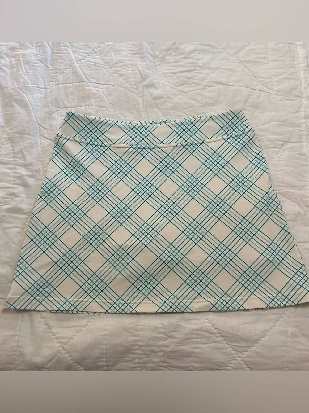 Athleta Tennis skirt Skort built in shorts blue plaid women’s L Golf pickleball
